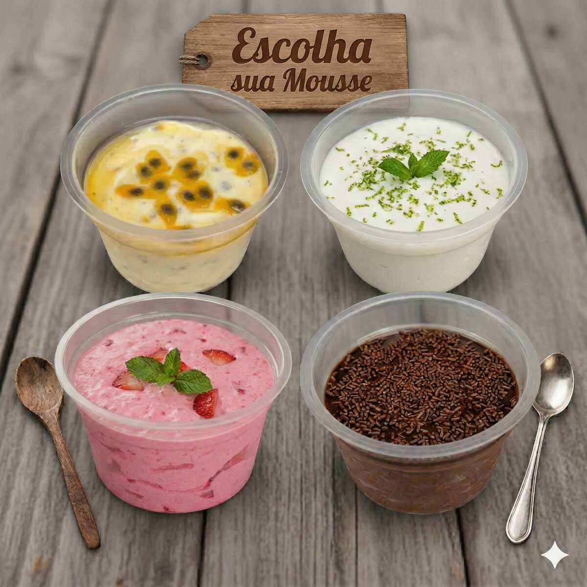 Mousse de Limão, Maracujá, Morango ou Brigadeiro