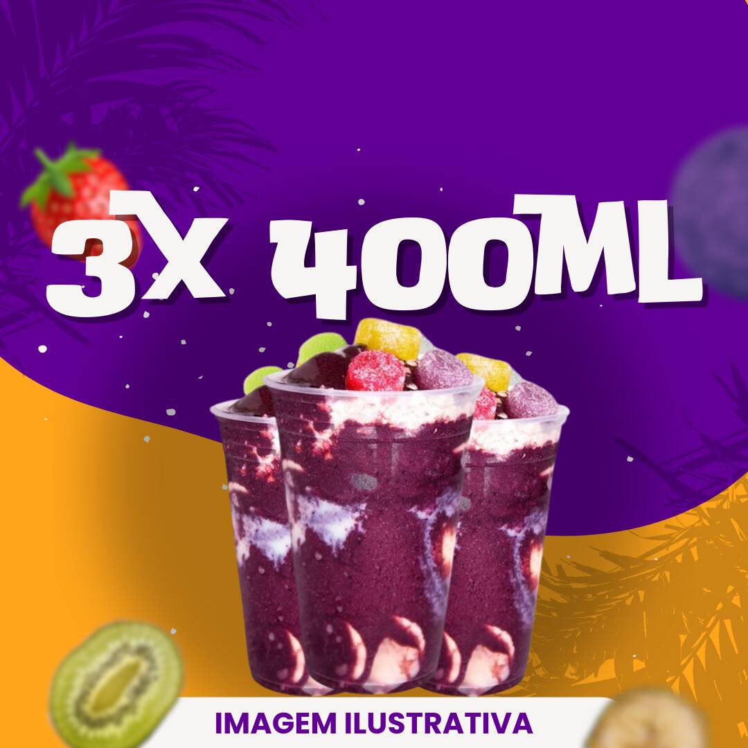 Desfrute de um Açaí delicioso e de textura sem igual! Feito com todo cuidado para você. Todos os ingredientes selecionados por você irão dentro do copo, não enviamos separados. São até 3 ingredientes grátis.