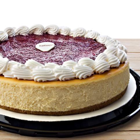 Rebanada de pay de queso con frambuesa