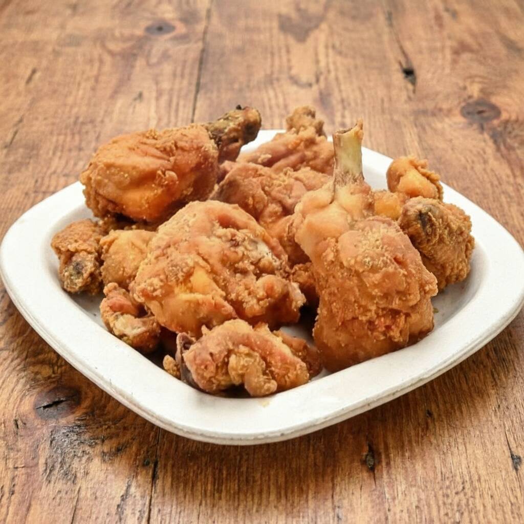 Frango a passarinho , acompanhado com arroz e você pode escolher dois acompanhamentos grátis.