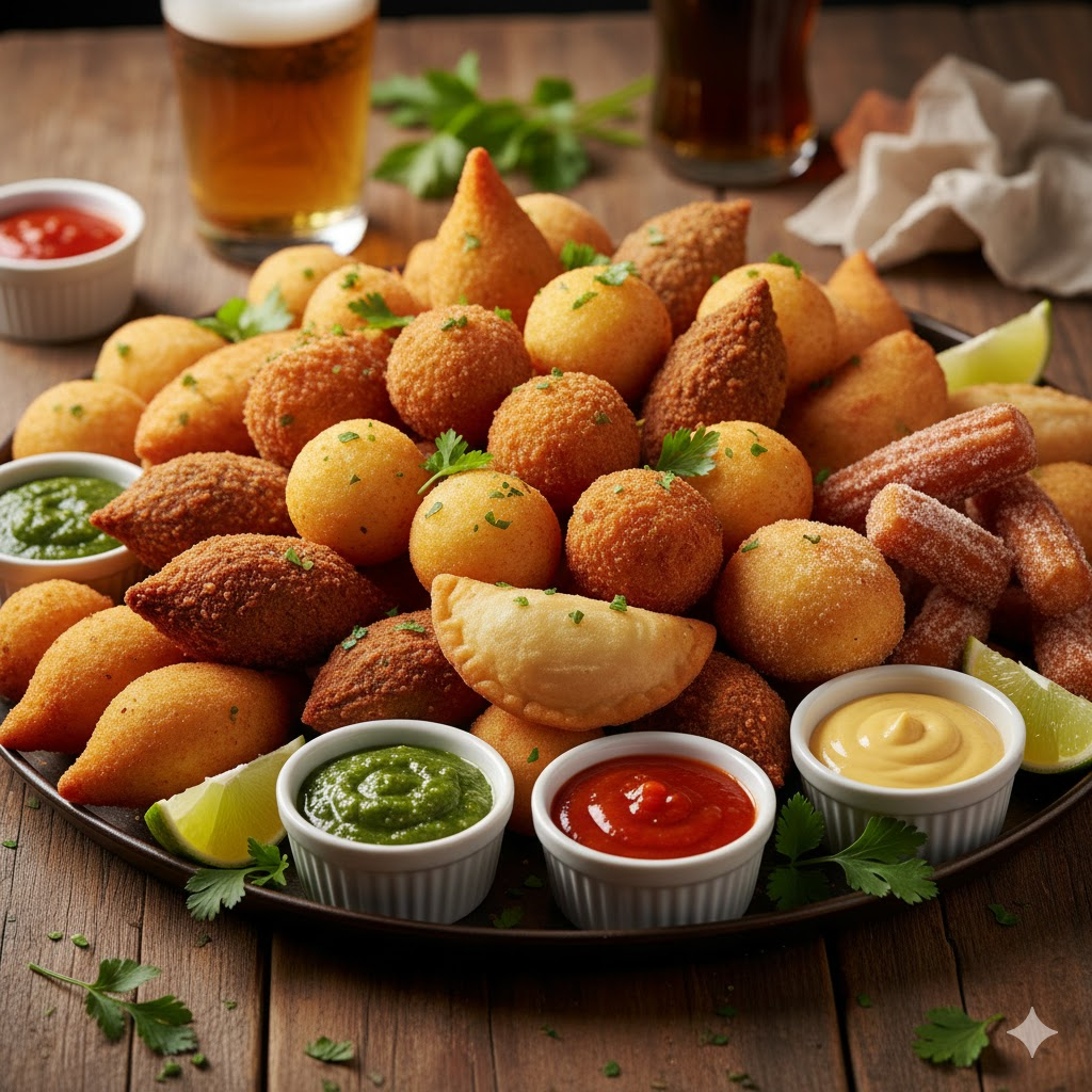 Descubra o sabor irresistível dos nossos 150 salgadinhos, da categoria 'Porções de Salgados'. São deliciosos e variados, oriundos de uma produção própria e exclusiva. Essas pequenas delícias são fritas na hora, garantindo a crocância e o sabor inconfundível. Todos os salgadinhos são elaborados com produtos cuidadosamente selecionados, assegurando a qualidade que você merece. Não perca tempo, peça já o seu e se deleite com essa experiência gastronômica única!