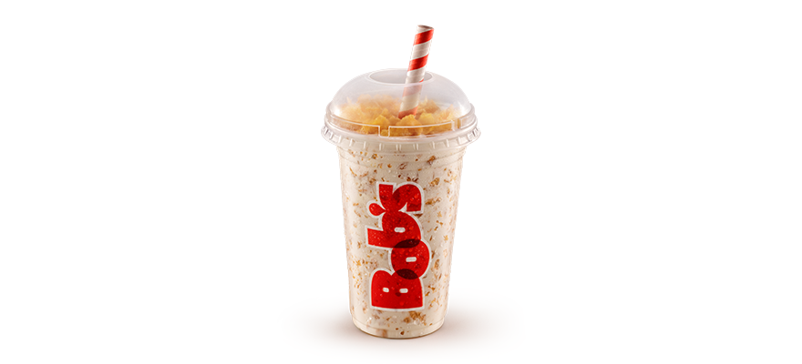 O inconfundível Sucrilhos® batido com o nosso mix sabor baunilha gelado e cremoso, finalizado com mais flocos para crocância extra.