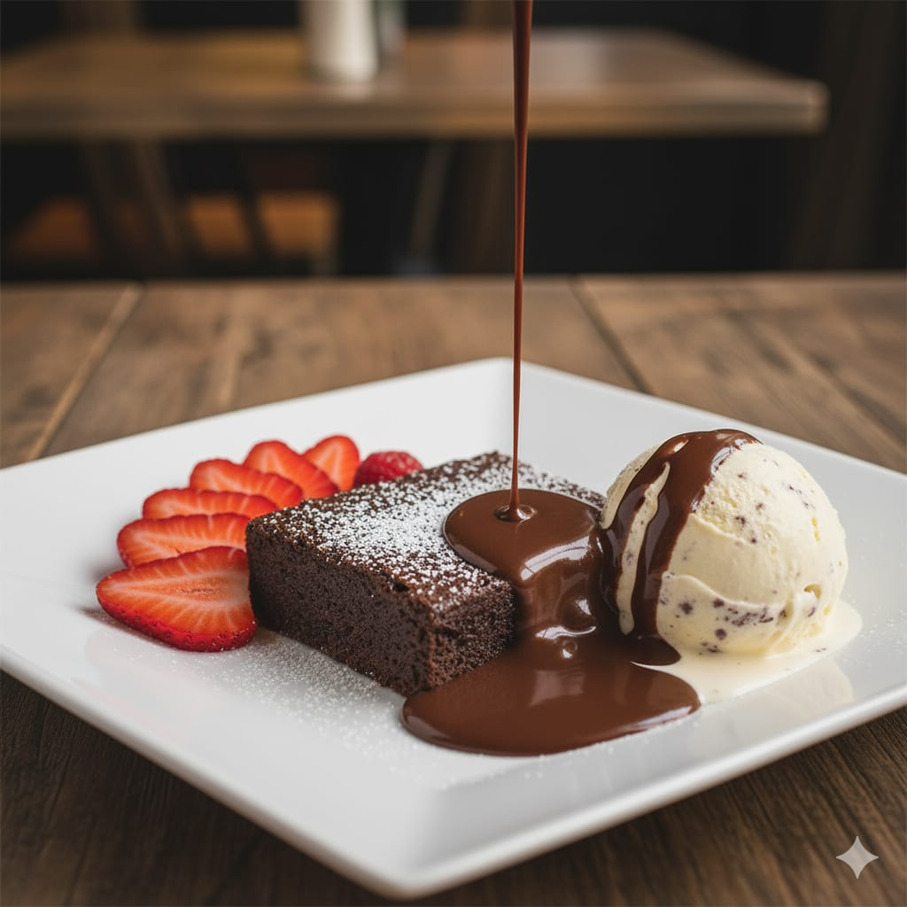 BROWNIE CON HELADO