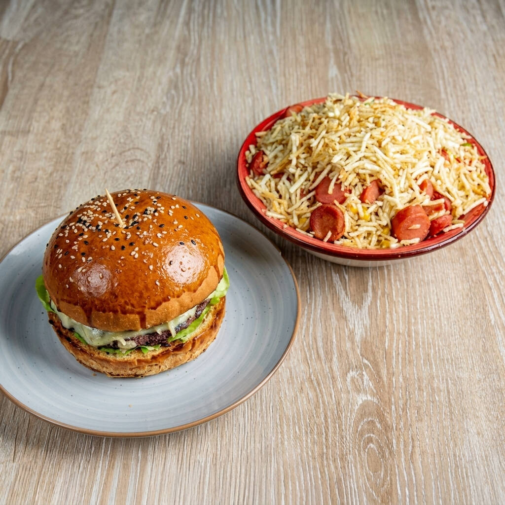 Burger Clasica al CARBÓN + Salchipapa Sencilla