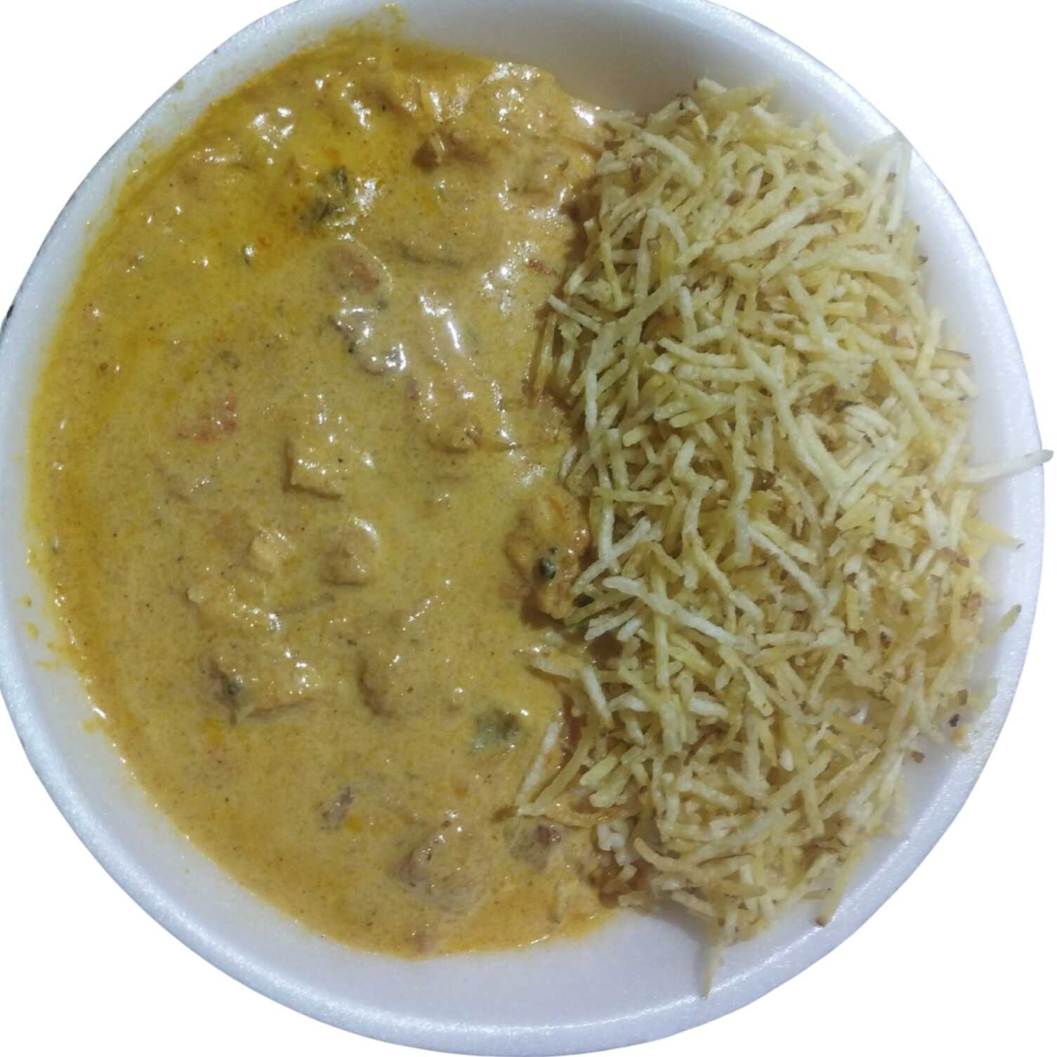 STROGONOFF FRANGO, ARROZ & BATATA PALHA.
QUANTIDADE 500 GRAMAS