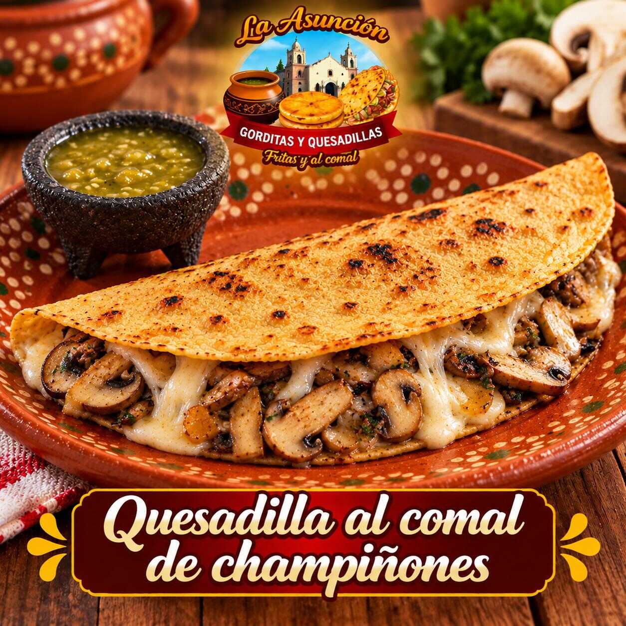 QUESADILLA AL COMAL DE CHAMPIÑONES