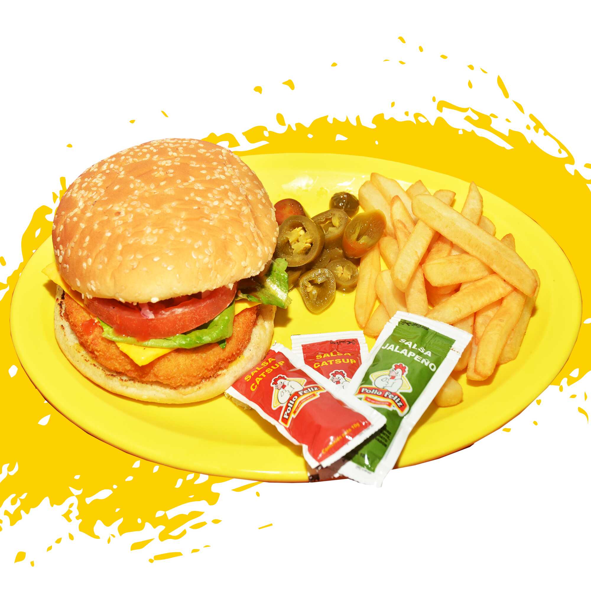 Hamburguesa de Pollo C/papas a la Francesa