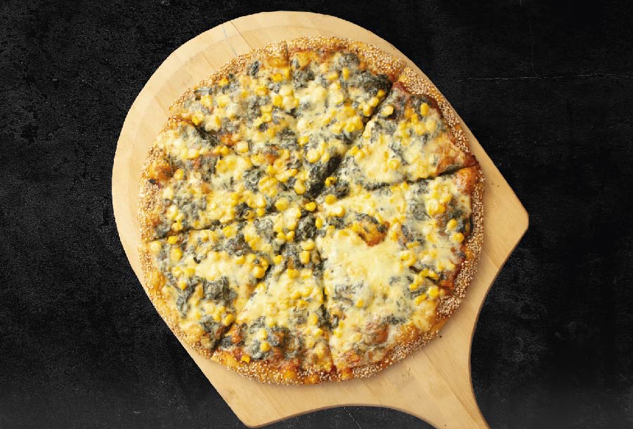 Pizza espinaca preparada