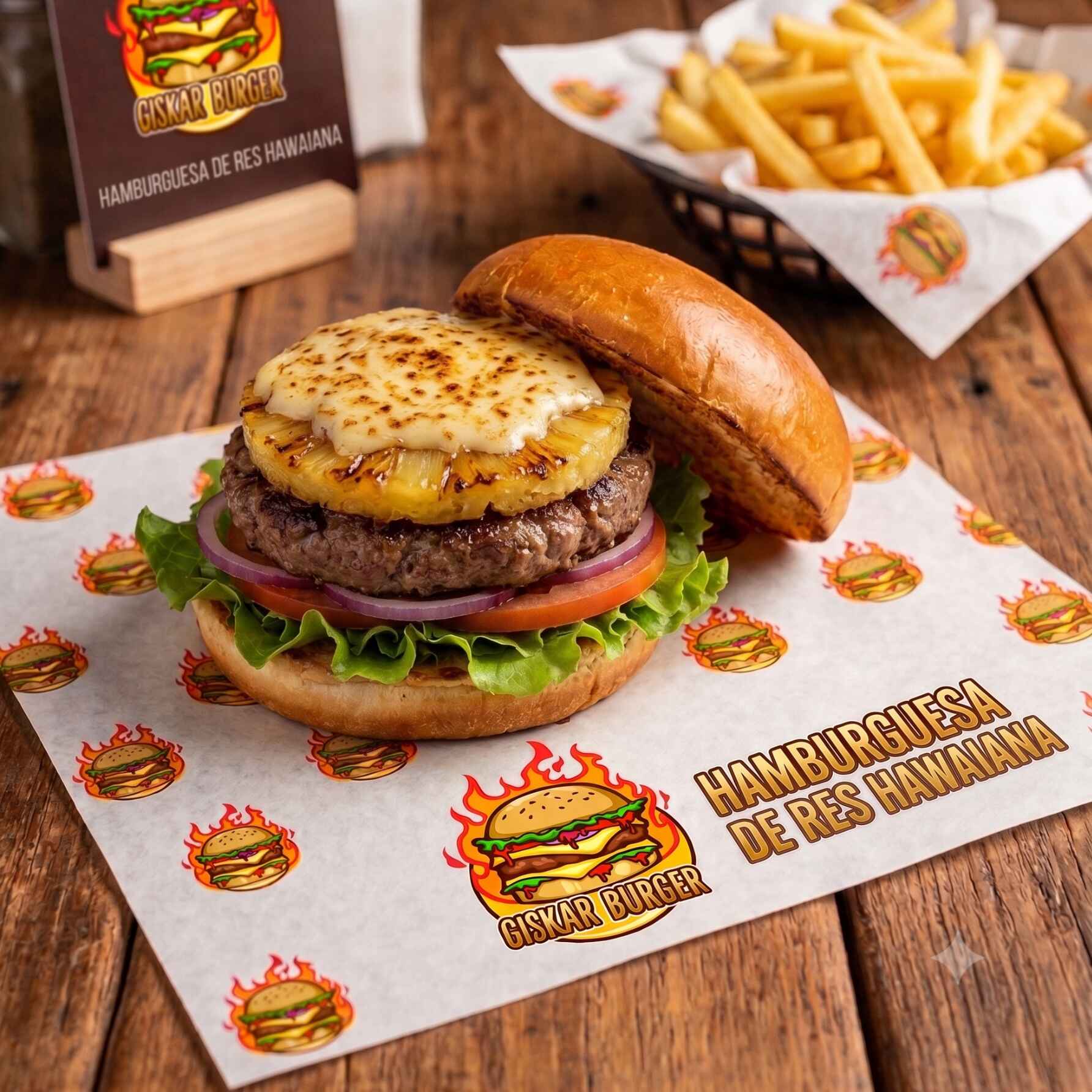 Hamburguesa de Res Hawaiana