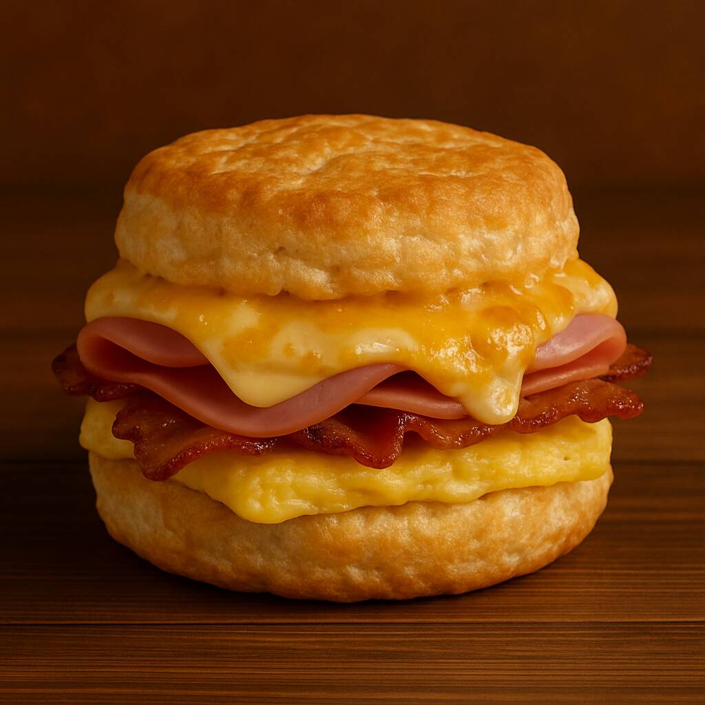 Biscuit de Huevo, Queso, Jamón y Tocino