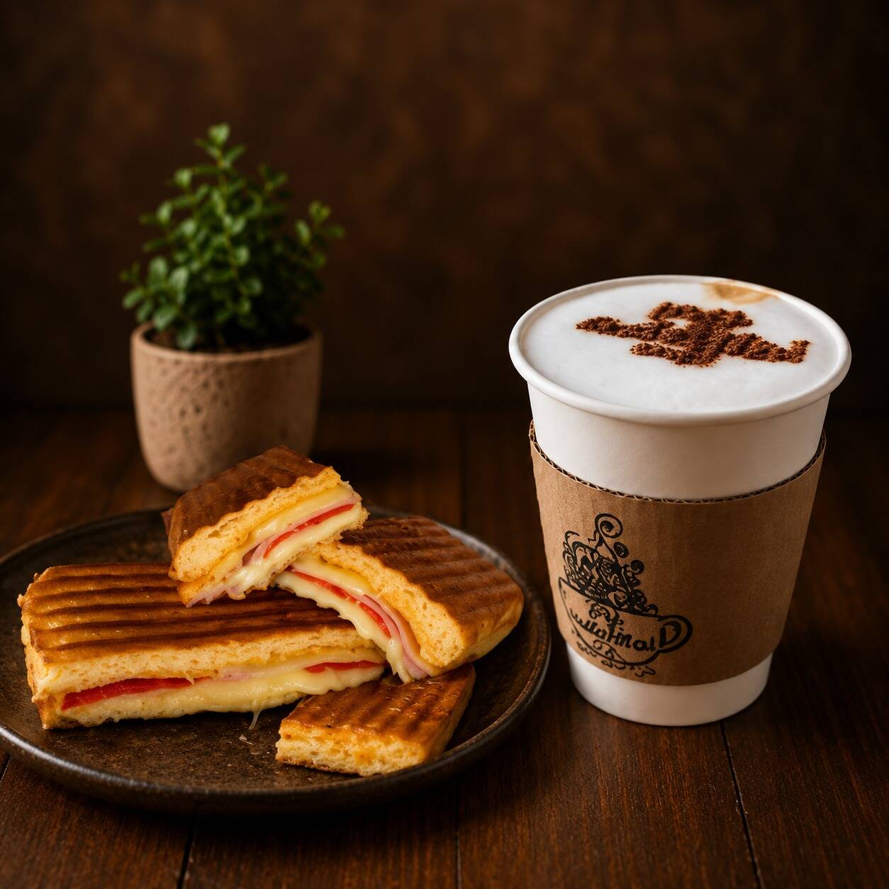 Panini de Pepperoni y Queso + Vainilla Caliente 12