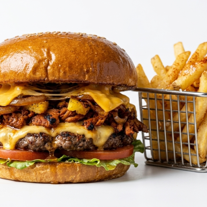 Hamburguesa Pastor + Papas (Gratis)