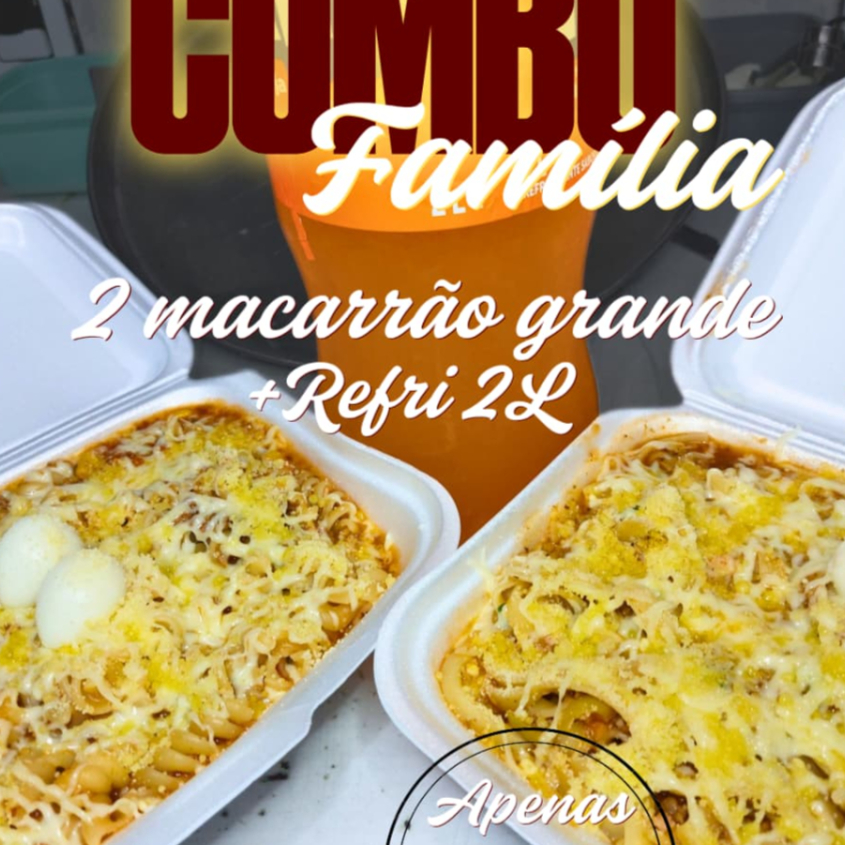 Monte 2 Macarrão G e como cortesia leve um refri 2l