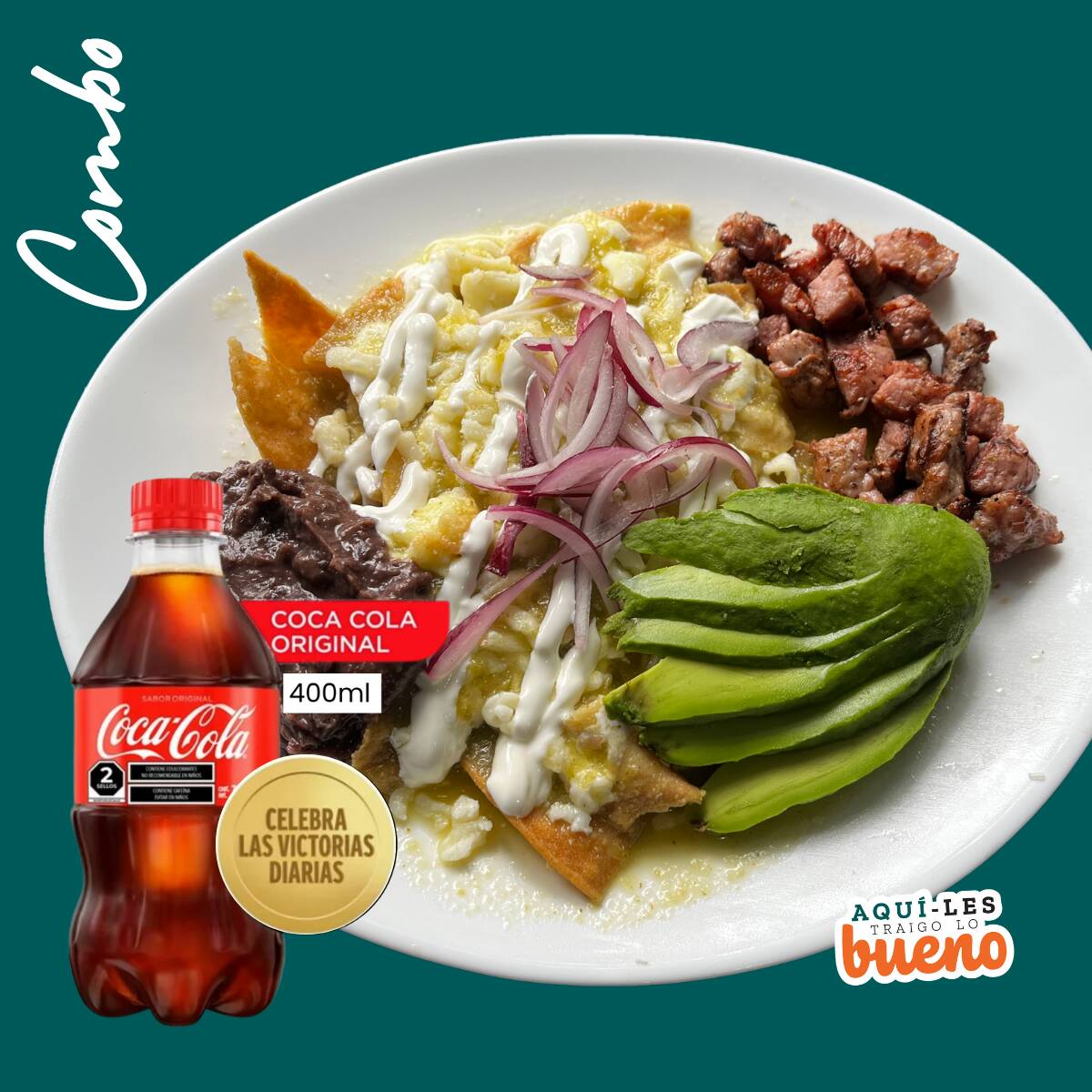 Chilaquiles Arrachera y Coca 400ml