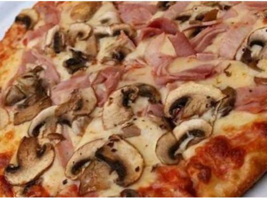 PIZZA JAMON CON CHAMPIÑONES
