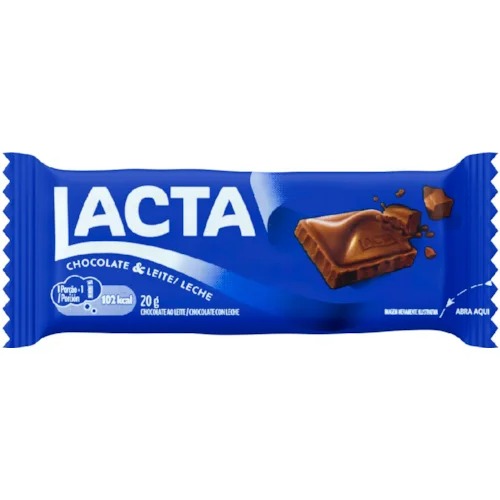 Barra de chocolate lacta ao leite 20g