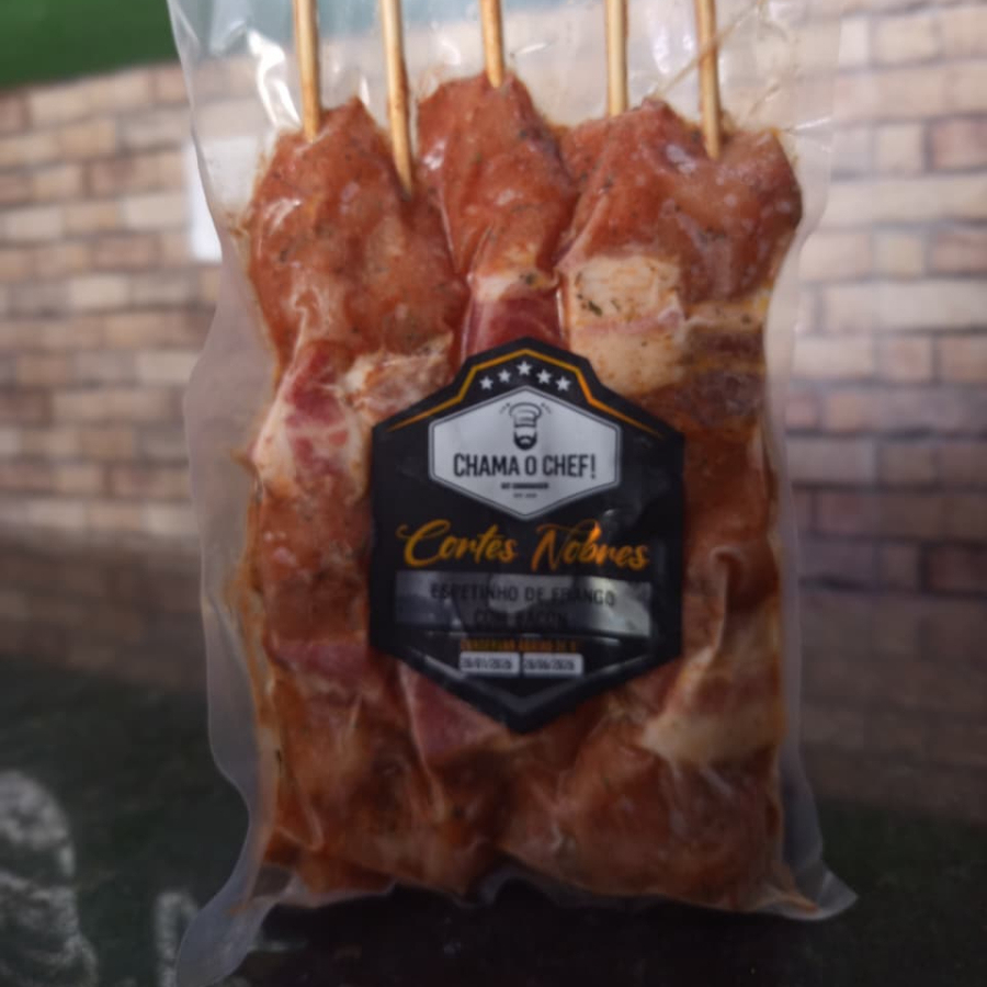 Espetinho de Frango com Bacon - 5 espetos - Congelado