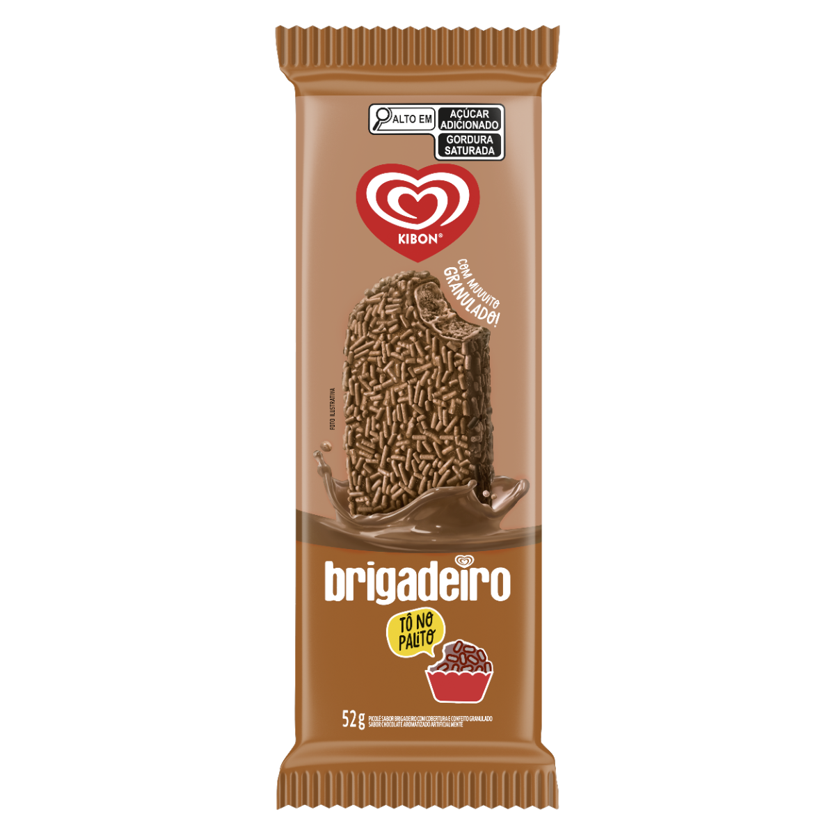 O doce preferido dos brasileiros, brigadeiro no palito! Traz um delicioso sorvete cremoso de chocolate ao leite mergulhado em uma casquinha de chocolate com granulado de chocolate. Irresistível!
