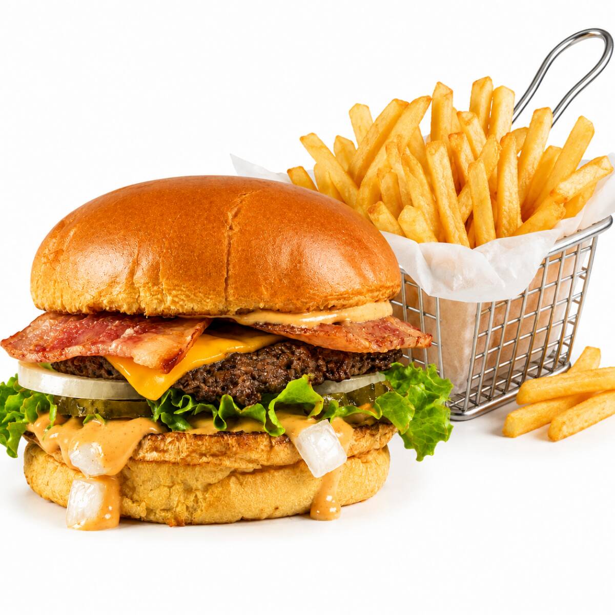 Hamburguesa Sencilla Exotica Americana con Papas