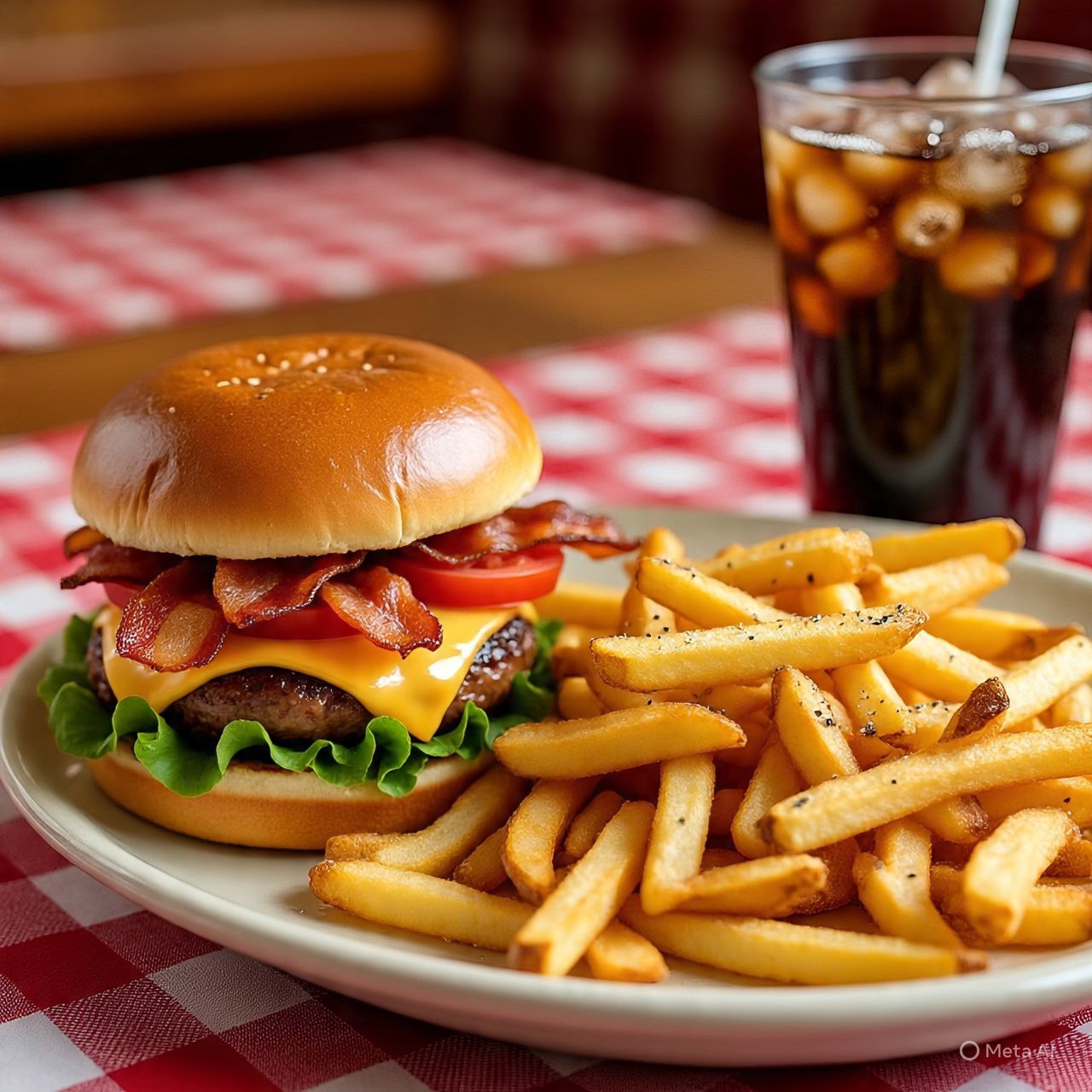 Hamburguesas clasica con papitas y limonada