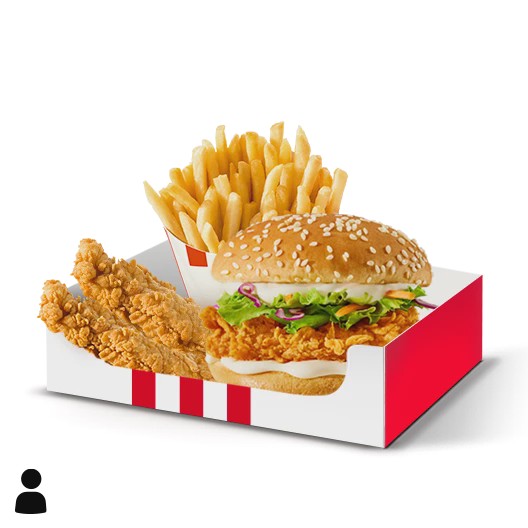 Crunch Chicken + Batata Média + 2 Tiras de Frango
