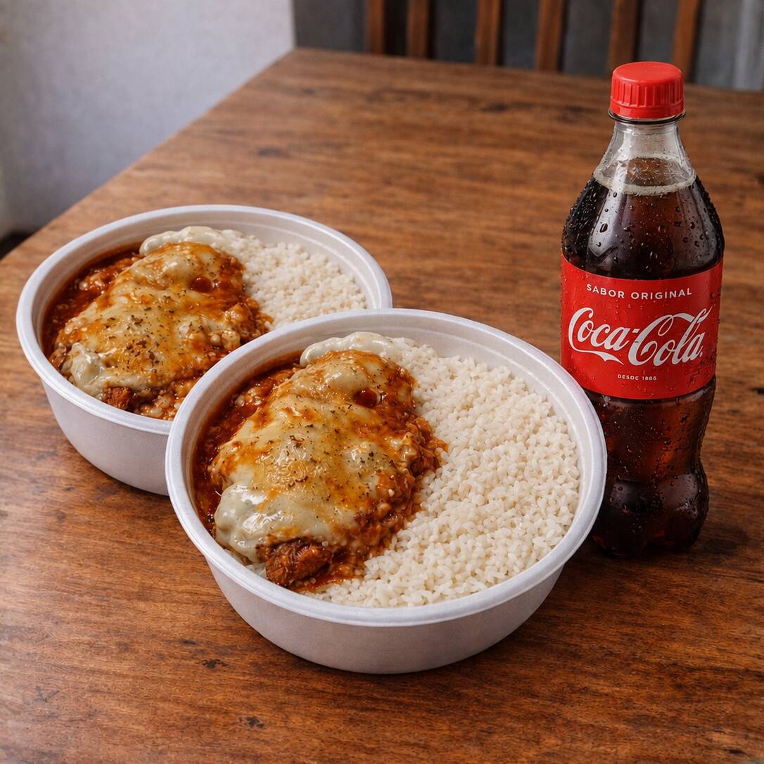 Combo duas parmegianas com batata palha e bebida 600ml