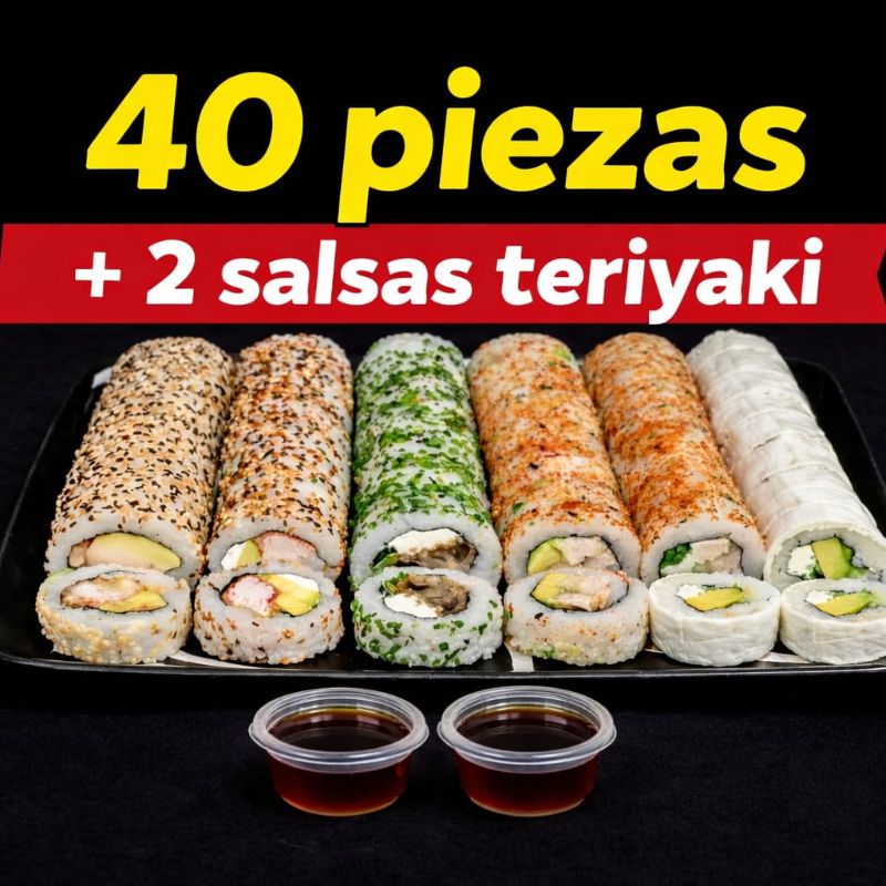 40 PZ CON POLLO,TEMPURA,PESCADO, TICO Y 2 SALSAS