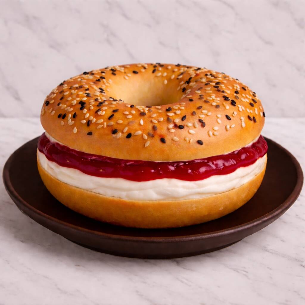 Bagel con Queso Crema y Mermelada