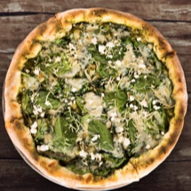 Pizza Pesto, Espinaca y Cuatro Quesos