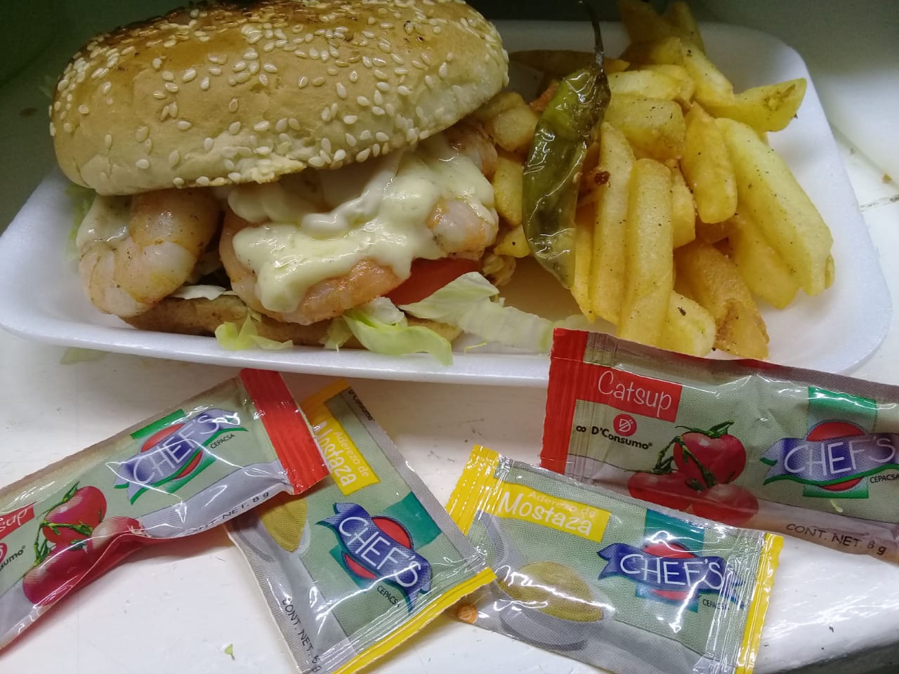 Hamburguesa de Camarón.