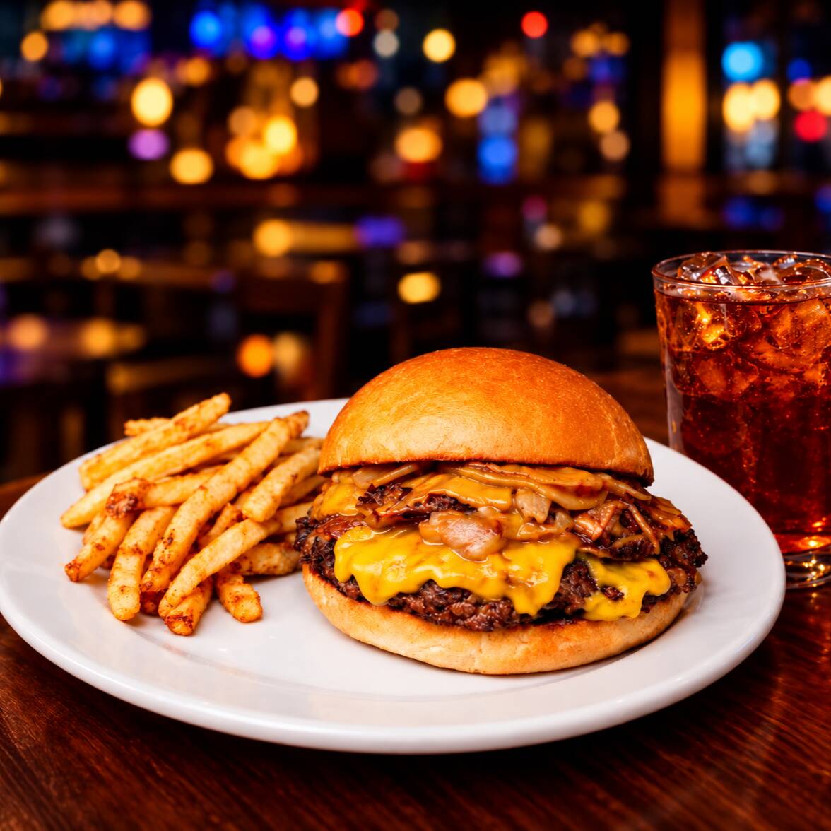 Hamburguesa Smash Burguer con Papas y Bebida
