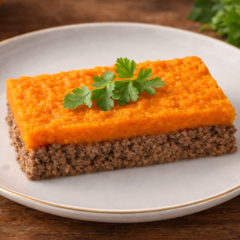 Escondidinho de abóbora low carb com carne moída, uma opção saborosa e nutritiva, ideal para quem busca uma refeição quentinha e reconfortante. • Sem Glúten, Zero Lactose, Sem Conservantes, Low Carb E Ultracongelado. • Ingredientes: Abóbora cabotiá, patinho moido , tomate, proteína isolada da ervilha, azeite, alho, cebola, manjericão, salsa e sal. • Modo De Consumo: Aquecer em micro-ondas, airfryer ou forno convencional de 5 a 8 min*ver embalagem