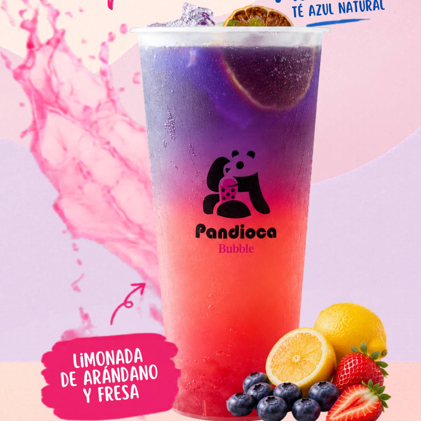 Limonada de Arándano y Fresa con Blue Matcha