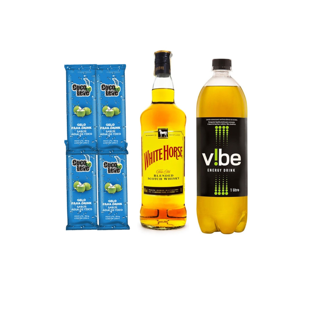 1 Garrafa 1L + 1 Garrafa de Energético 2L + 4 Gelos de Coco