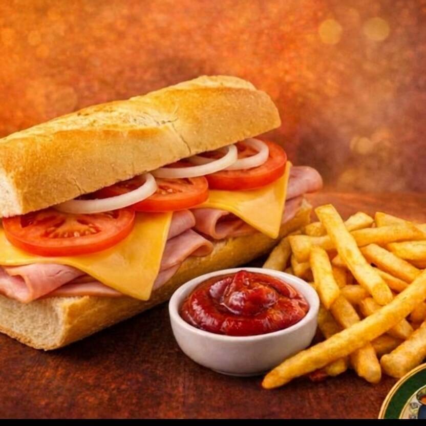 Combo Exprés Pepito Jamon Queso y Papas Fritas