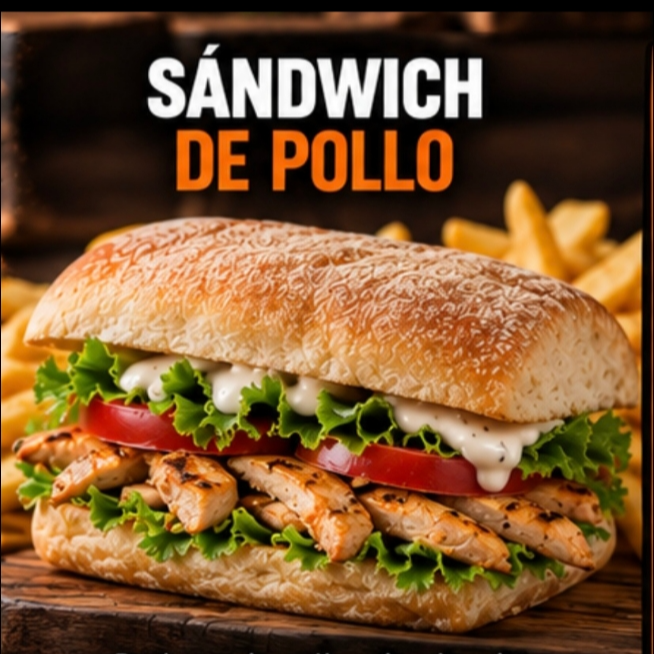 Sándwich pollo+papás +refresco