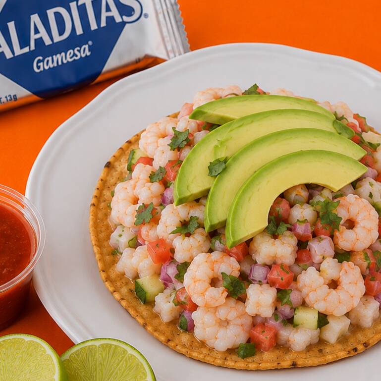 Tostada de Ceviche de Camarón