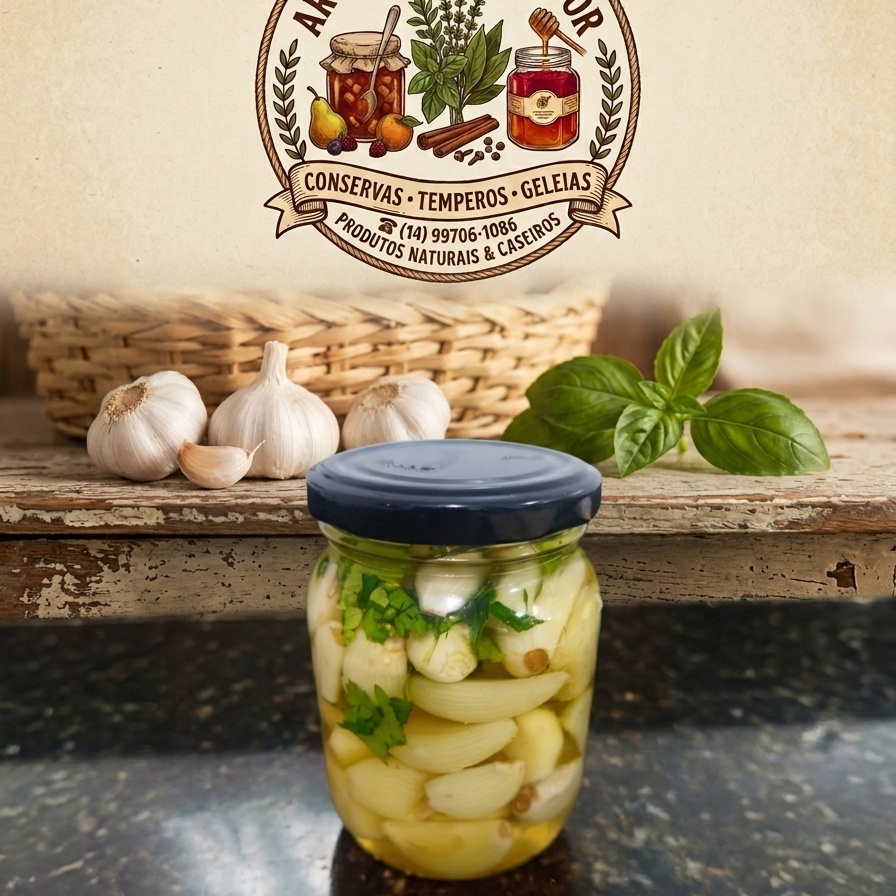 Pote de 267ml.
Conserva de alho com temperos especiais.