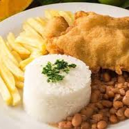 meluza amilanessa,arroz branco,feijao,batata fritas,macarrao,farofa