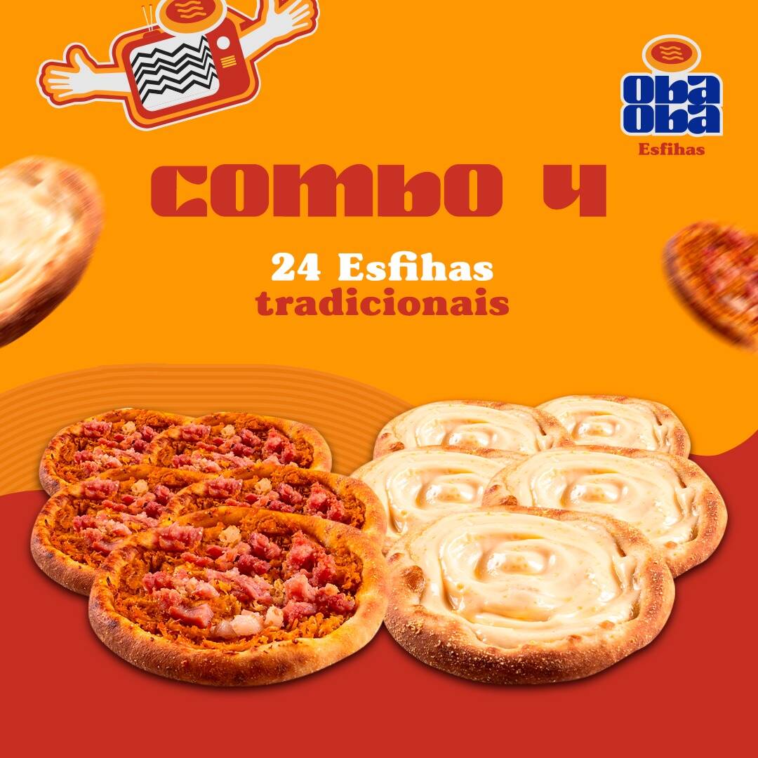 Combo sensacional para o seu momento Oba Obaaaaa! Selecione 24 deliciosas esfihas tradicionais de sua preferência.