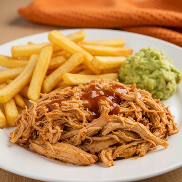 Pollo BBQ con Guacamole y Papas