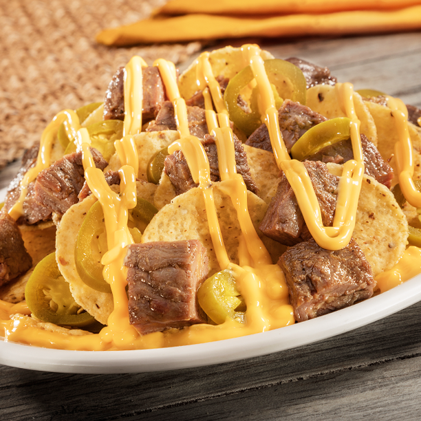 Nachos con Arrachera y Queso Amarillo