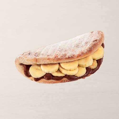 Creme de avelã com banana em uma base crocante. A sobremesa perfeita existe!