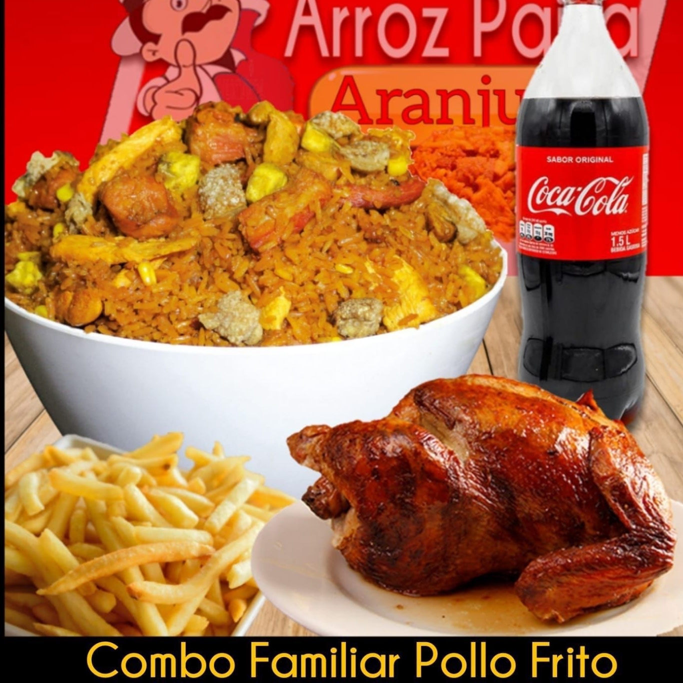 Arroz Chino 5 Personas más 1/2 Medio Pollo Fritos