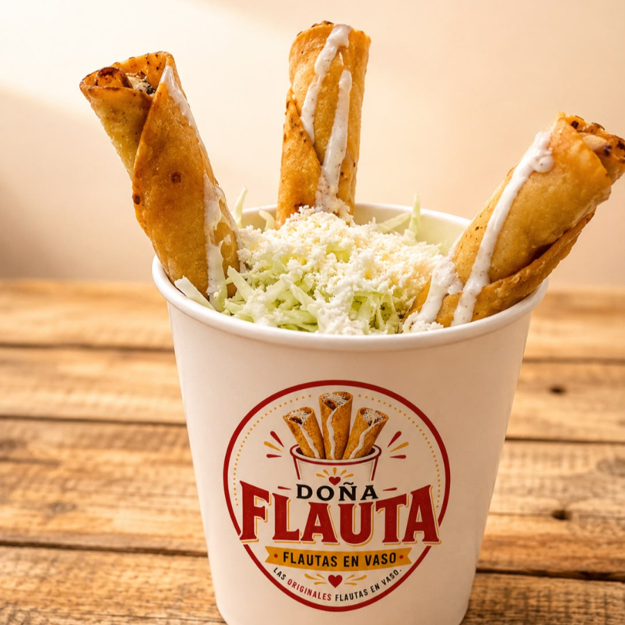 Vaso con 3 Flautas de Cochinita
