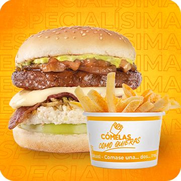 Combo Hamburguesa Especialísima 1/4 Libra + Papas