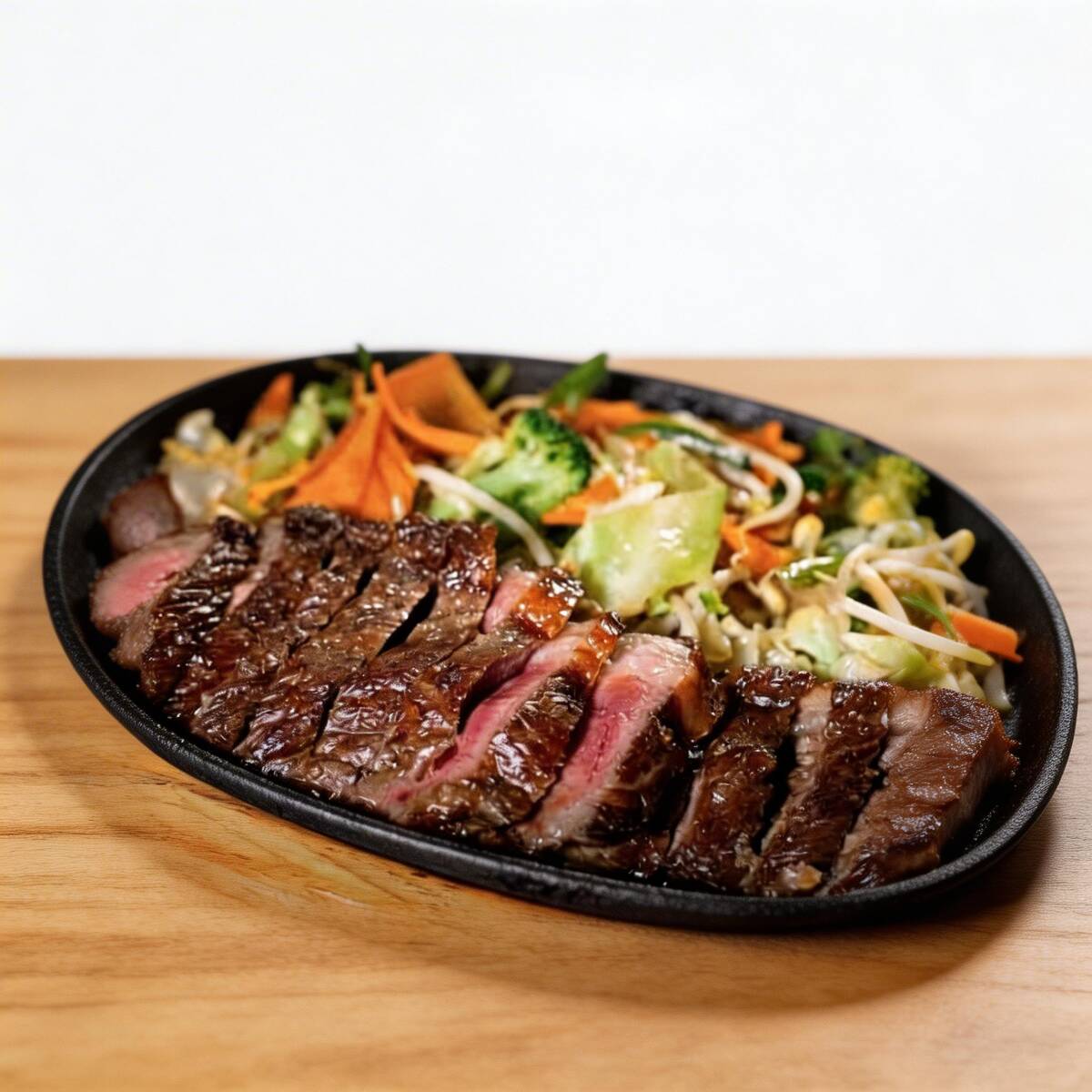 Carne na chapa com legumes refogado na manteiga com goham