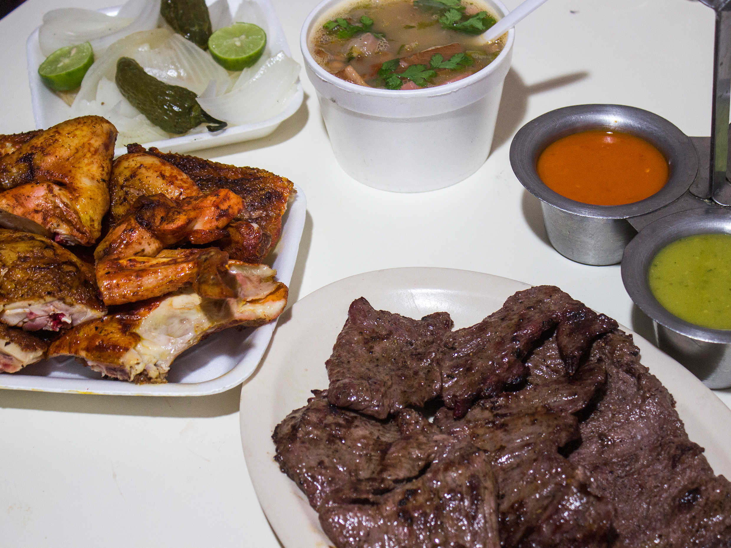 1 pollo 1/2 kg arrachera