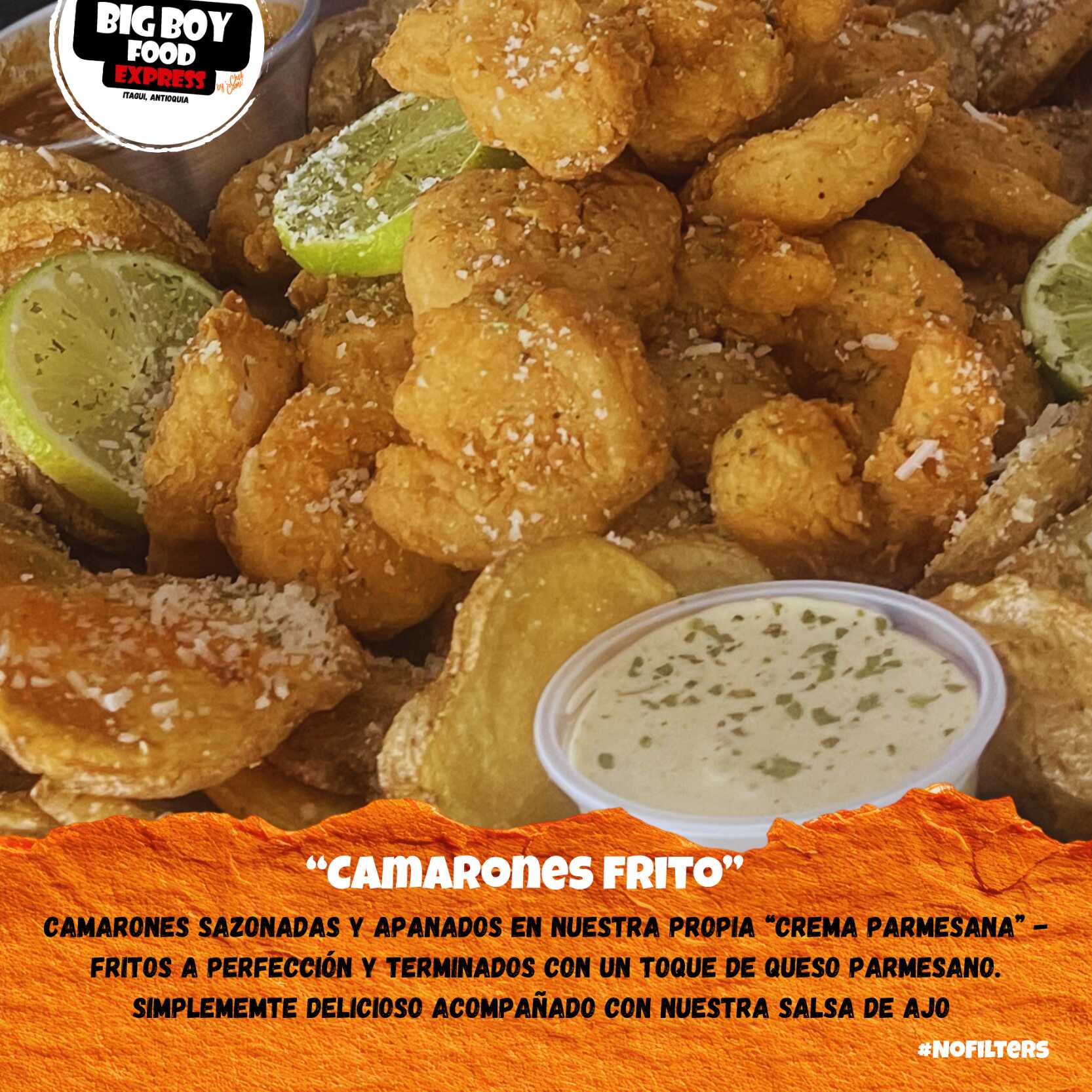 Camarones Fritos (X30) & Papas + 1 Salsa Ajo