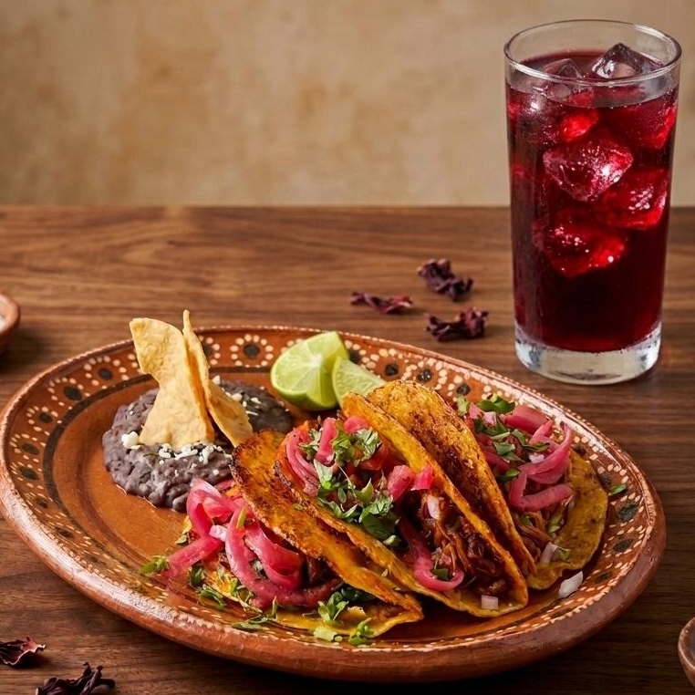 3 Tacos de Cochinita y Agua 1/2 L